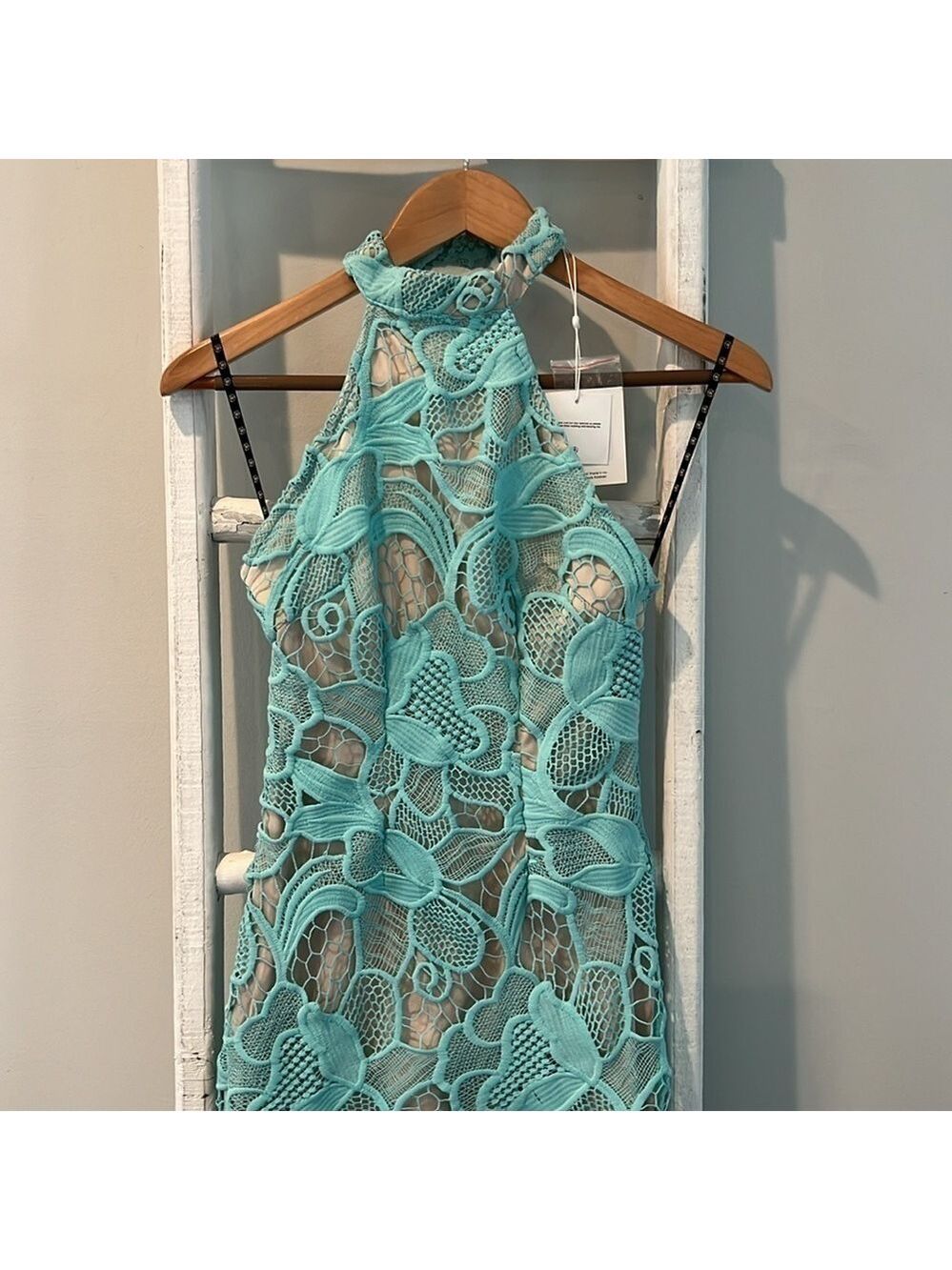 Missguided nwt mint lace and nude choker halter neck bodycon cocktail dress 4 - Picture 3 of 12